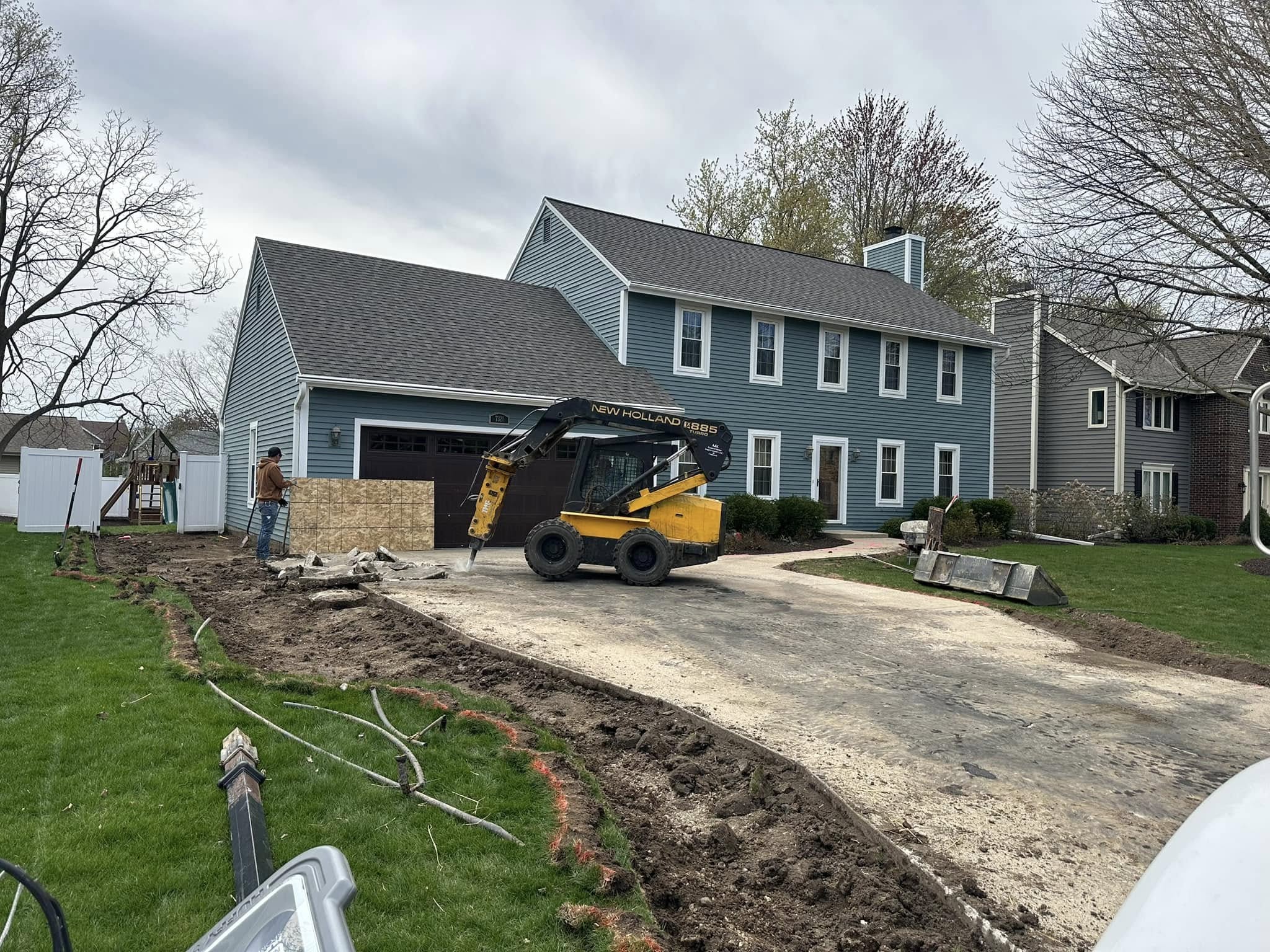 Custom concrete patio installation designed for outdoor living